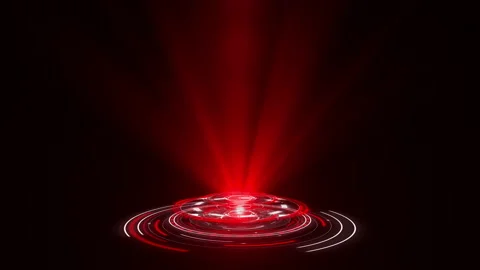HUD circle interfaces. Hi tech futuristic display. Red hologram button. Digital 動画素材 142988129