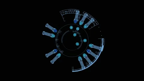 HUD circle interfaces, Hi-tech futuristic display, Hologram button Stock Footage 203941178