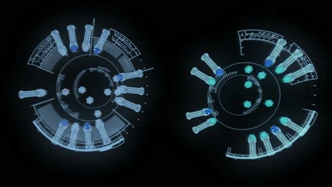 HUD circle interfaces, Hi-tech futuristic display, Hologram button Video stock 203941182