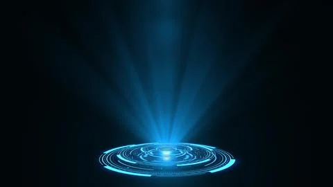 HUD circle interfaces. Hi tech futuristic display. Blue hologram button. Digital Stock Illustration