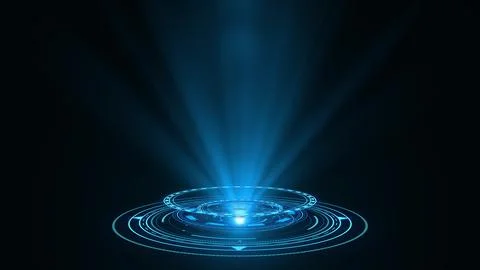 HUD circle interfaces. Hi tech futuristic display. Blue hologram button. Digital Stock Illustration