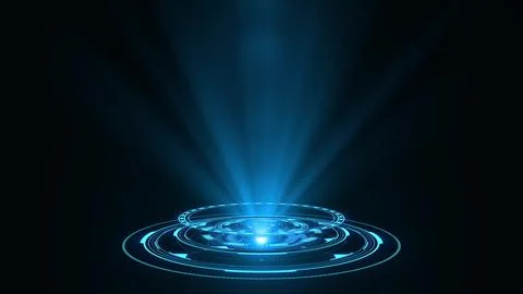 HUD circle interfaces. Hi tech futuristic display. Blue hologram button. Digital Stock Illustration