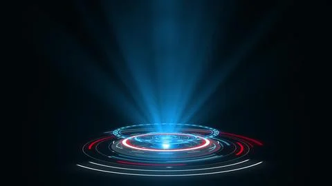 HUD circle interfaces. Hi tech futuristic display. Blue red hologram button Stock Illustration