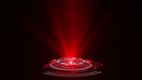 HUD circle interfaces. Hi tech futuristic display. Red hologram button. Digital Stock Illustration