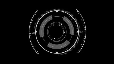 HUD Circle User interface on black background. Target searching and scannin.. Stock Illustration