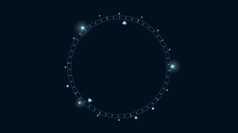 HUD Circle User interface. Moving banner with searching scope and scanning Stock Footage 332221782