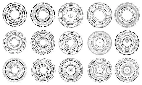 HUD Circles, Futuristic Technology Elements for Interface for Presentation 库存插图