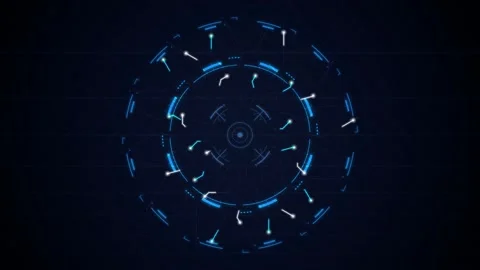 HUD circular interface futuristic glowing nodes seamless loop Video stock 347257755