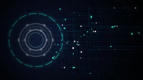 HUD circular radar spinning data network seamless loop motion Stock Footage 345075872