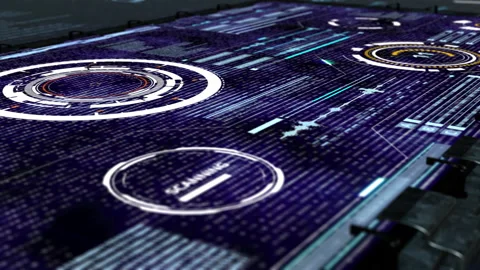 HUD Communication Interface 3D Futuristic Frame Display Stock Footage 150373601