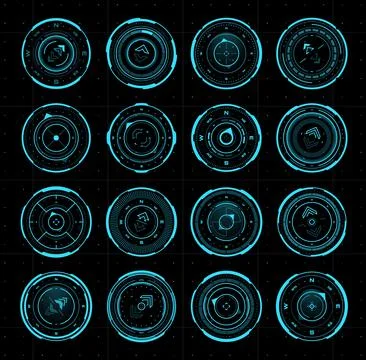 Hud compass, aim control target interface panel イラスト素材
