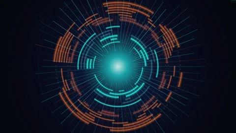 HUD concentric interface spinning seamless loop motion background Video stock 346000033