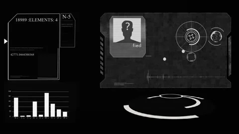 Hud. The concept of artificial intelligence and biometric facial recognition Stock Footage 98827889