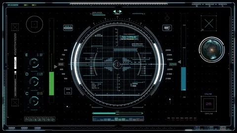 HUD Concept Radar Animation. UI Screen wit Hi-tech animated Elements Видео 76203401