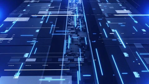 HUD Cubic Combine Layer Element with Light Blue Bar 3D Rendering 4K Footage Stock Footage 154522995