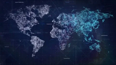 HUD cyber design of world map from dots ... | Stock Video | Pond5