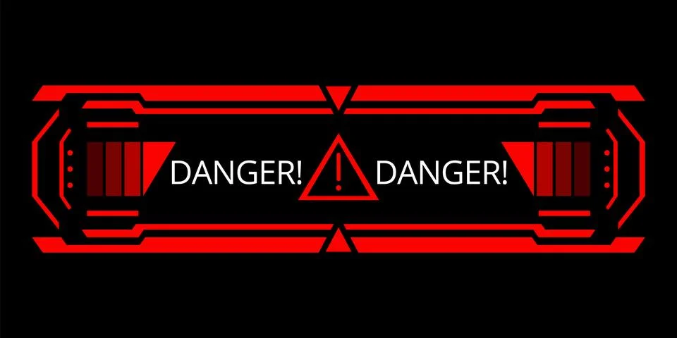 Hud danger alert. Attention vector red interface sign, warning or caution UI Stock Illustration