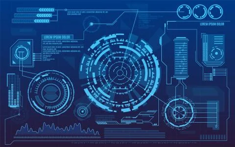 Hud dashboard. Futuristic user interface with digital infographics and data 스톡 일러스트