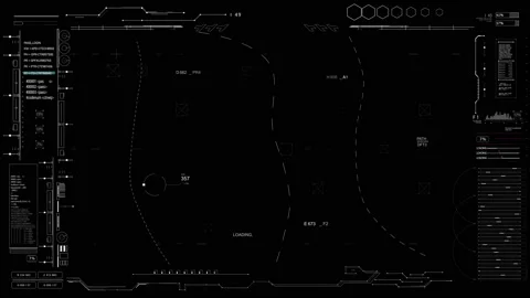 HUD with dashes and 2D GFX elements technological futuristic template. Stock Footage 154730920