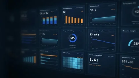 HUD Data Dashboard Visualization Interactive Data Panels Digital User Interface Stock Footage 342478403