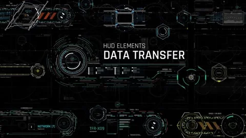 HUD Data Transfer Elements - Network and Digital Data Flow Interfaces Стоковые After Effects