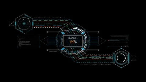 HUD Data Transfer Progress Bar Sci-Fi Loading Interface UI Element 動画素材 338385467
