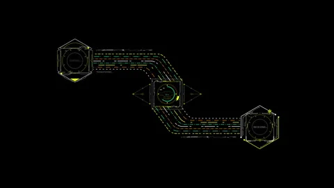 HUD Data Transfer Screen Sci-Fi UI Network Nodes Processing Interface 動画素材 338385292