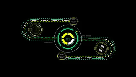 HUD Data Transfer Screen Sci-Fi UI Pipeline Interface Animation Video stock 338385422