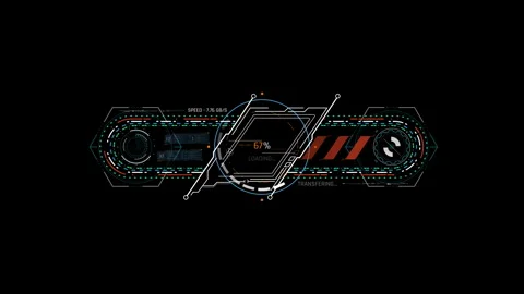 HUD Data Transfer Screen Sci-Fi UI Slanted Processing Interface 動画素材 338385513