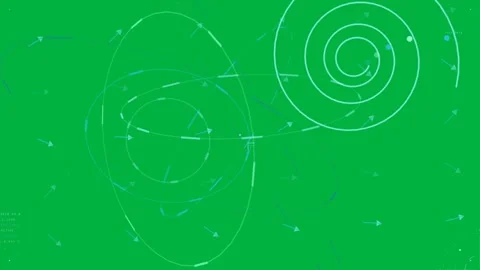 HUD data viz evolving on clear bg, spiral appearing, reshaping ellipses, guiding Stock Footage 333972062