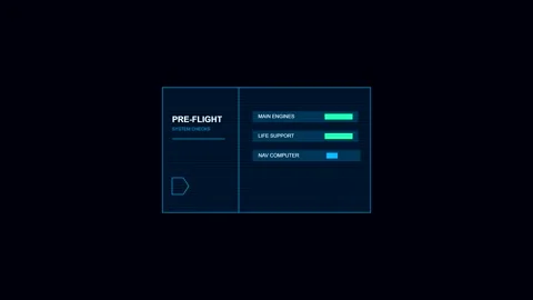HUD digital interface animation with pre-flight system check Video stock 346713100