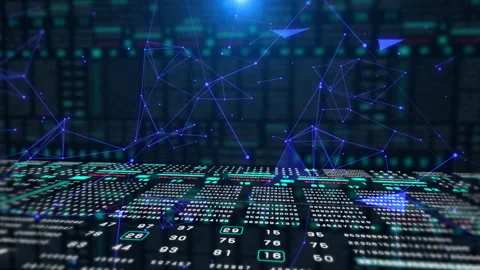HUD Digital Scientific Binary Data Sampling Technology Status Vídeo Stock 347585271