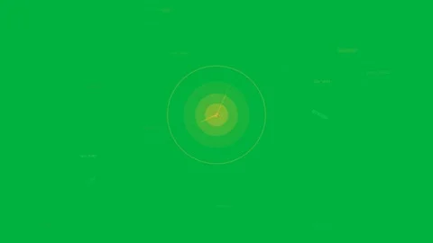 HUD disk showing yellow rings, rotating red tipped needle, labels and scan bars Stock Footage 333907261