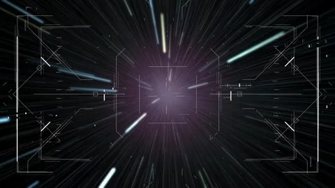 Hud display scanning data with square target for cyber technology Stock Footage 276289057