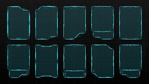 HUD display screen frames, info boxes UI interface Stock Illustration