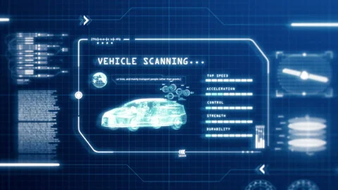 HUD driving vehicle car specification scanning user interface computer screen Stock Footage