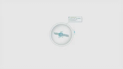HUD element - animation of 3D satellite with a text callout. Stock Footage 241021608