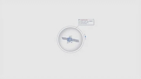 HUD element - animation of 3D satellite with a text callout. Stock Footage 242387644