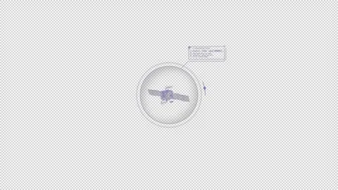 HUD element - animation of 3D satellite with a text callout. Stock Footage 247416126