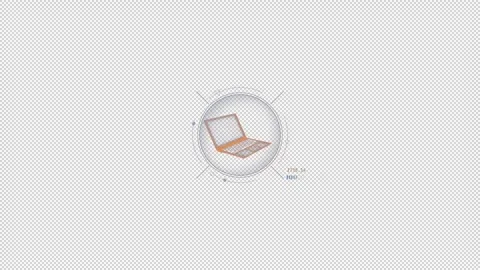 HUD element - animation of 3D virtual laptop. Stock Footage 242387580