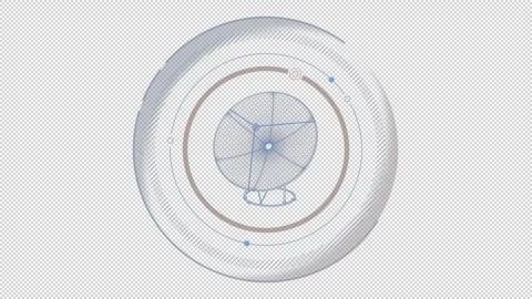 HUD element - animation of 3D virtual satellite dish. Stock Footage 242388714