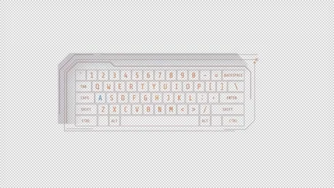 HUD element - animation of 3D virtual keyboard. Stock Footage 244825628