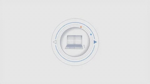HUD element - animation of virtual laptop and pen. Stock Footage 242388850