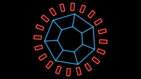HUD element or aim target ring seamless loop 3d render. Analysing data, moving Video stock 289034421