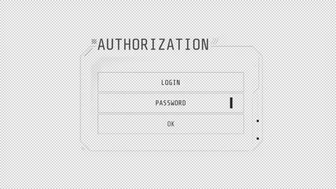 HUD element password entry - animation of authorization window. Stock Footage 241458696