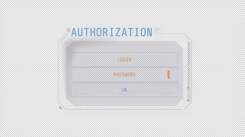 HUD element password entry - animation of authorization window. Stock Footage 242389731