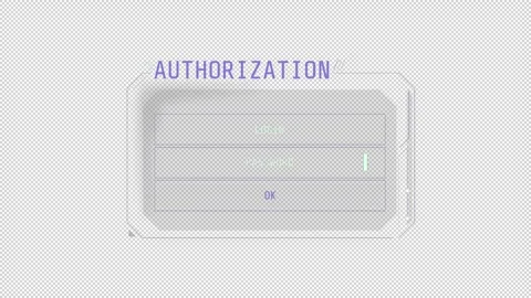 HUD element password entry - animation of authorization window. Stock Footage 247416288