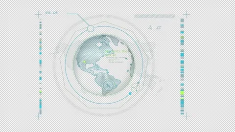 HUD element - planet Earth with data infographics. Stock Footage 241022004