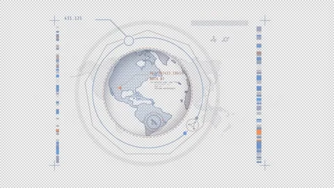 HUD element - planet Earth with data infographics. Stock Footage 242387901