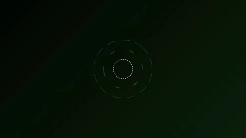 HUD element rotating with concentric circles on a dark green background Stock Footage 345617864
